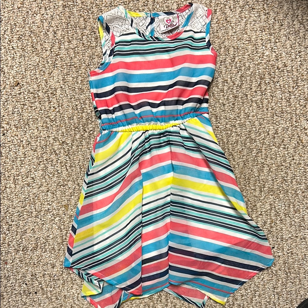 Kids Yellow and Blue Ruffled Sundress with Sleeveless Design